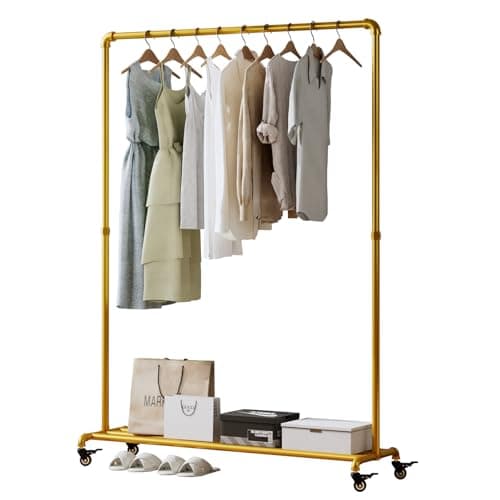 Heavy Duty Black Industrial Pipe Clothing Rack with Bottom Shelf