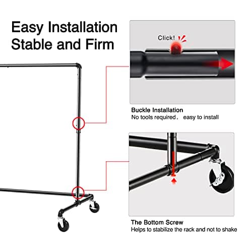 GREENSTELL Rolling Industrial Pipe Clothes Rack, 2 Packs (59x24x63 inches)