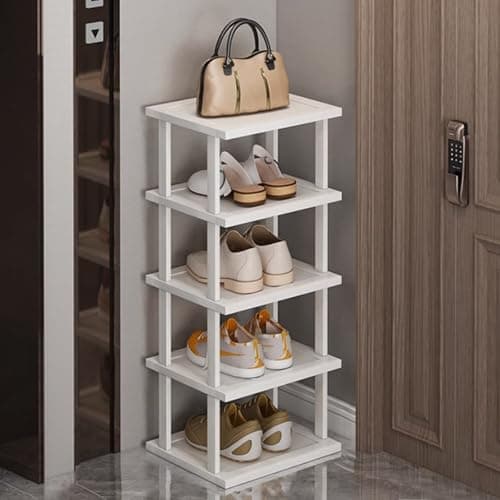 Bamboo Tall Narrow Shoe Rack for Small Spaces - Closet, Entryway, and More