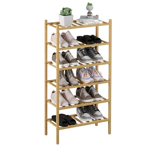 Bamboo 3-Tier Shoe Rack for Small Spaces (Brown)