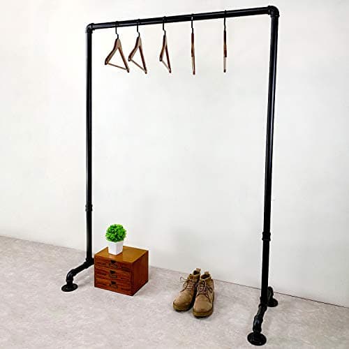 Vintage Black Steampunk Iron Pipe Clothing Rack,Heavy Duty Hanging Display