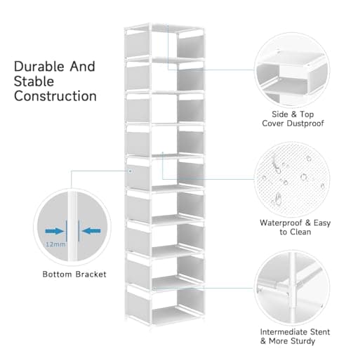 Space-Saving 10-Tier Shoe Rack for Entryway Closet