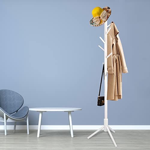 Tree-Shaped Solid Wood Coat Rack with 8 Hooks for Living Room, Bedroom, Office