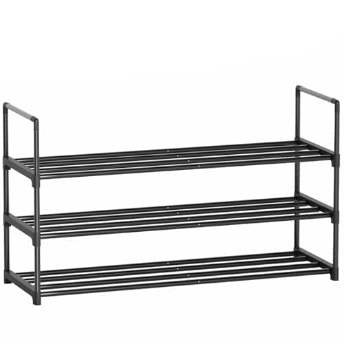 Sturdy 3-Tier Metal Shoe Organizer, Adjustable Height, Perfect for Front Door & Closet (S)