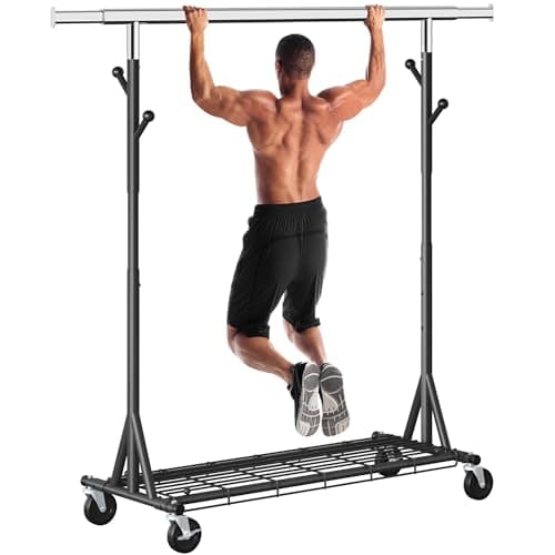 480 LBS Heavy Duty Clothes Rack for Hanging 200 Clothing Pieces - Portable & Adjustable with Wheels