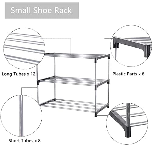 Black 3-Tier Stackable Shoe Organizer for Entryway and Closet