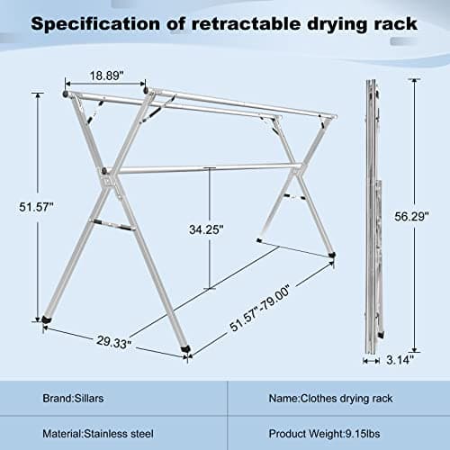 Sillars 63 Inch Windproof Laundry Drying Rack