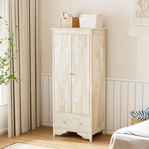 VINGLI Rustic Grey Wide Armoire Wardrobe Closet