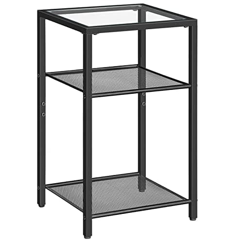 HOOBRO Gold 3-Tier Slim Nightstands, Set of 2, Storage Shelves, Modern Bedside Tables