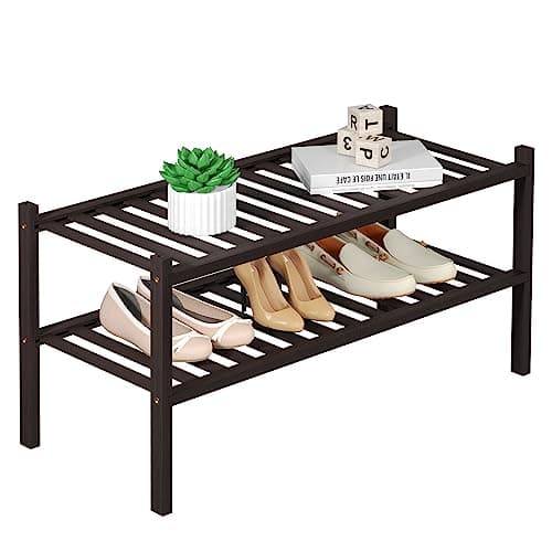 Bamboo 3-Tier Shoe Rack for Small Spaces (Brown)