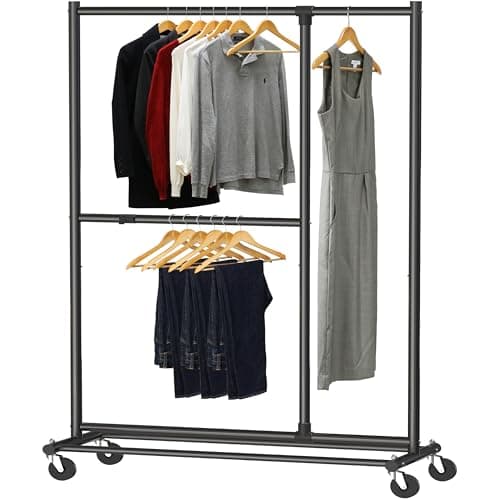 Black Adjustable Garment Rack, 72-inch Height - Simple Houseware