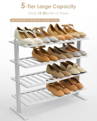 Varhomax 4-Tier Bamboo Shoe Organizer for Closets and Entryways