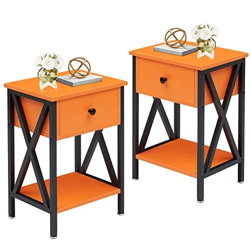 Rustic Nightstand with Drawer for Bedroom Storage