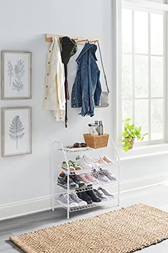 Rubbermaid White 4-Tier Wire Shoe Rack for Bedroom/Closet Storage