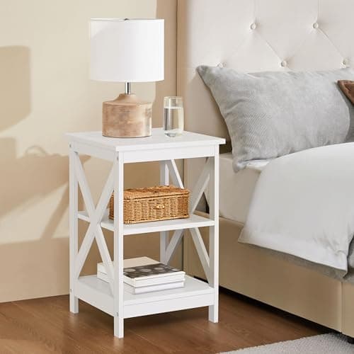 Yaheetech 3-Tier Living Room End Table with Storage, White