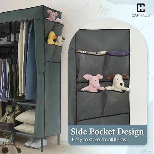 CAPHAUS 44-Inch Covered Clothing Rack, 230LB Heavy-Duty Metal Organizer with Shelves