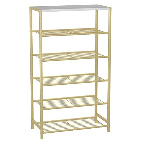 HOMEFORT Narrow 3-Tier White Oak Shoe Organizer Tower