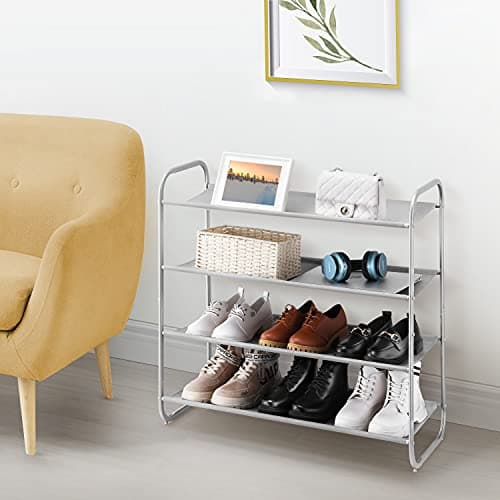 MAX Houser Light Gray 4 Tier Shoe Rack for Entryway Closet