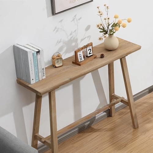 Wnutrees 43" Rustic Solid Wood Console Table for Hallway & Living Room, Easy Assembly