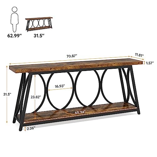 Tribesigns 70.9" Industrial Console Table with Storage for Living Room