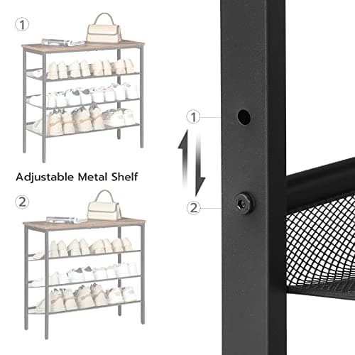 HOOBRO 4-Tier Shoe Organizer, Spacious Metal Shelf, Rustic Brown, BF42XJ01