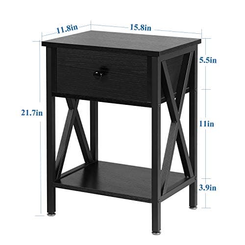 Rustic Nightstand with Drawer for Bedroom Storage