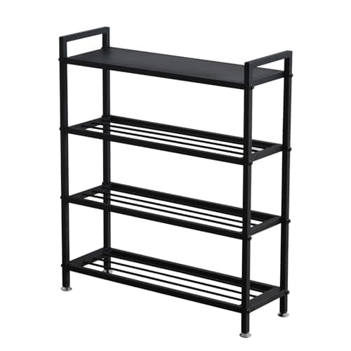 Durable 4-Tier Metal Shoe Rack for 12 Pairs Easy to Assemble