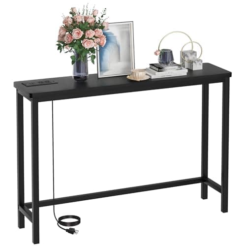 VASMIA 39" Black Bamboo Entryway Table
