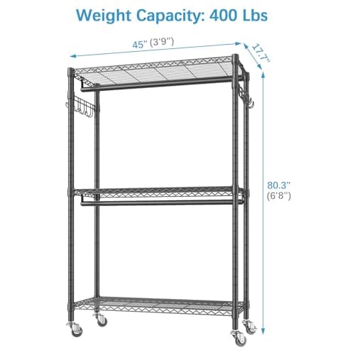 Vipek R2 Plus Black Freestanding Metal Clothes Storage Rack
