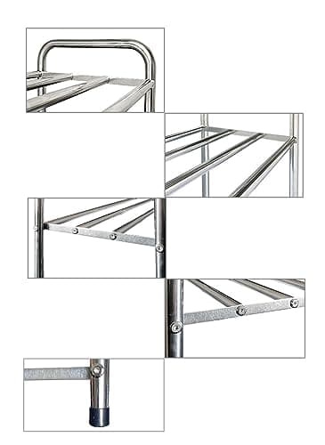 Sturdy 3-Tier Stainless Steel Shoe Rack, Strong Capacity, Easy Install, Space-Saving Closet Organizer