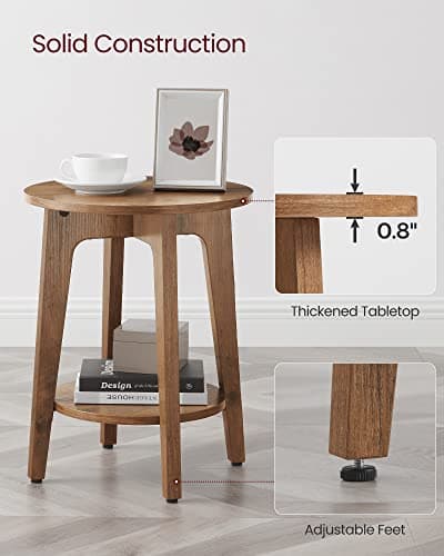 Rustic Walnut Side Tables Set of 2 for Small Spaces
