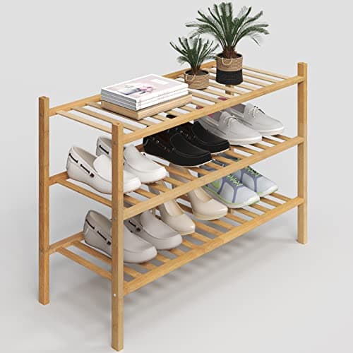 Z&L HOUSE 3-Tier Bamboo Shoe Organizer for Closets and Entryways