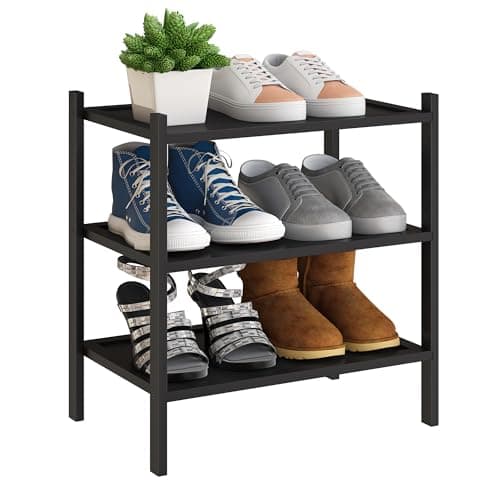 Premium BMOSU 4-Tier Bamboo Shoe Organizer for Hallway Closet Storage