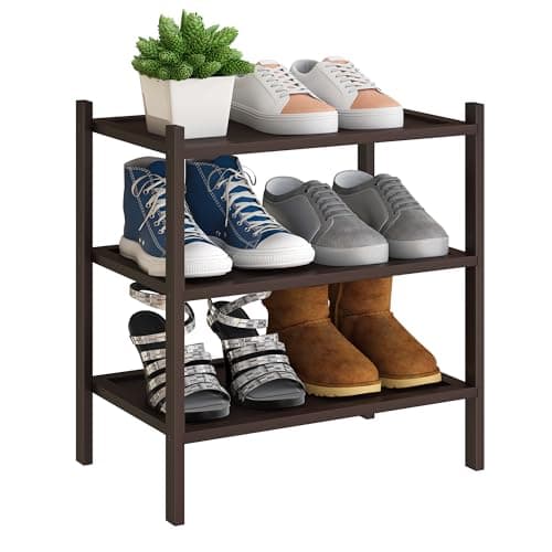 Premium BMOSU 4-Tier Bamboo Shoe Organizer for Hallway Closet Storage