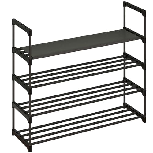 Calmootey 4-Tier Tall Shoe Rack, 20 Pair Storage Organizer, Black
