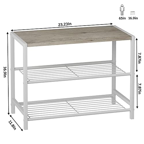 HOMEFORT Narrow 3-Tier White Oak Shoe Organizer Tower