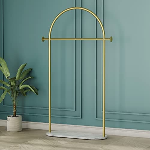 Modern Marble Base Gold Clothing Rack, Heavy-duty for Boutiques and Closets