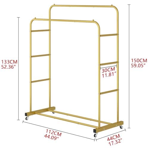 Laiensia Gold Double RodClothing Rack with Wheels