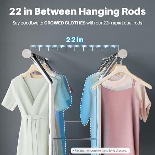 HOKEEPER Heavy Duty Rolling Clothing Rack with Adjustable Shelves