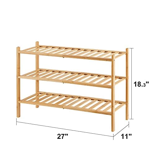 Bamboo 3-Tier Shoe Rack for Entryway & Closet | Sturdy & Beautiful