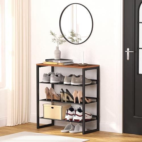 Sturdy Steel 4-Tier Shoe Rack - Entryway Shoe Organizer with Spacious Shelves