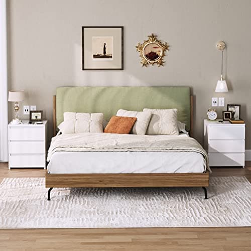Fotosok White 3-Drawer Nightstand with Cut-Out Handle