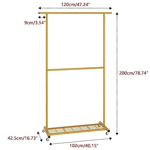 Sywhitta Gold Rolling Coat Hanger with Mesh Bottom for Clothes, Coats, Skirts, Sweaters