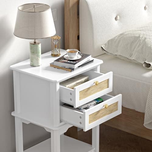 Giluta Natural Rattan 2-Drawer Nightstand, 27.95" H