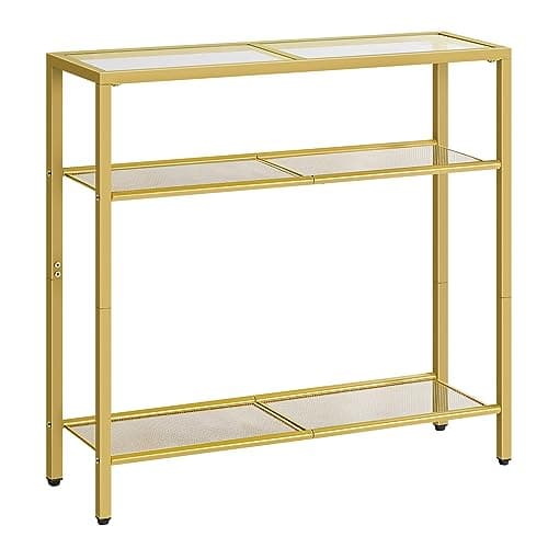 HOOBRO 29.5" Narrow Tempered Glass Sofa Table, 3-Tier BK21XG01G1