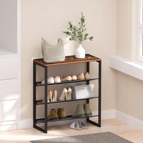 Sturdy Steel 4-Tier Shoe Rack - Entryway Shoe Organizer with Spacious Shelves