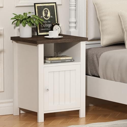 ChooChoo Farmhouse Nightstands Set of 2, White Vintage Storage Tables