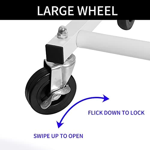 White Metal Double Rod Clothing Rack with Lockable Wheels, Portable Freestanding Organizer