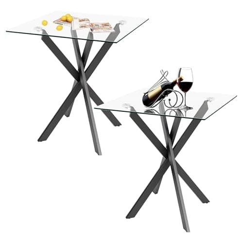 Modern Silver Tempered Glass Side Table Set for Home Office