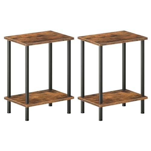 Rustic Brown End Tables Set of 2 for Small Spaces